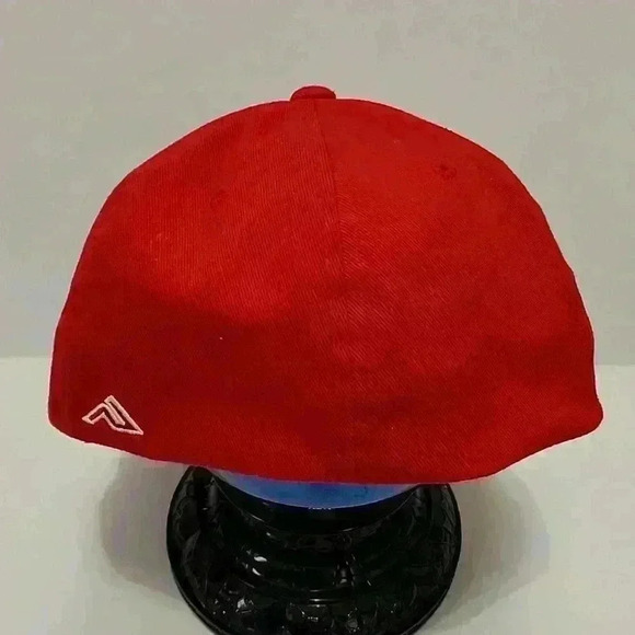 Pacific Headwear D- Series Red "B" Baseball Cap Flexfit Hat, sz 6 7/8-7 3/8 - Picture 4 of 7